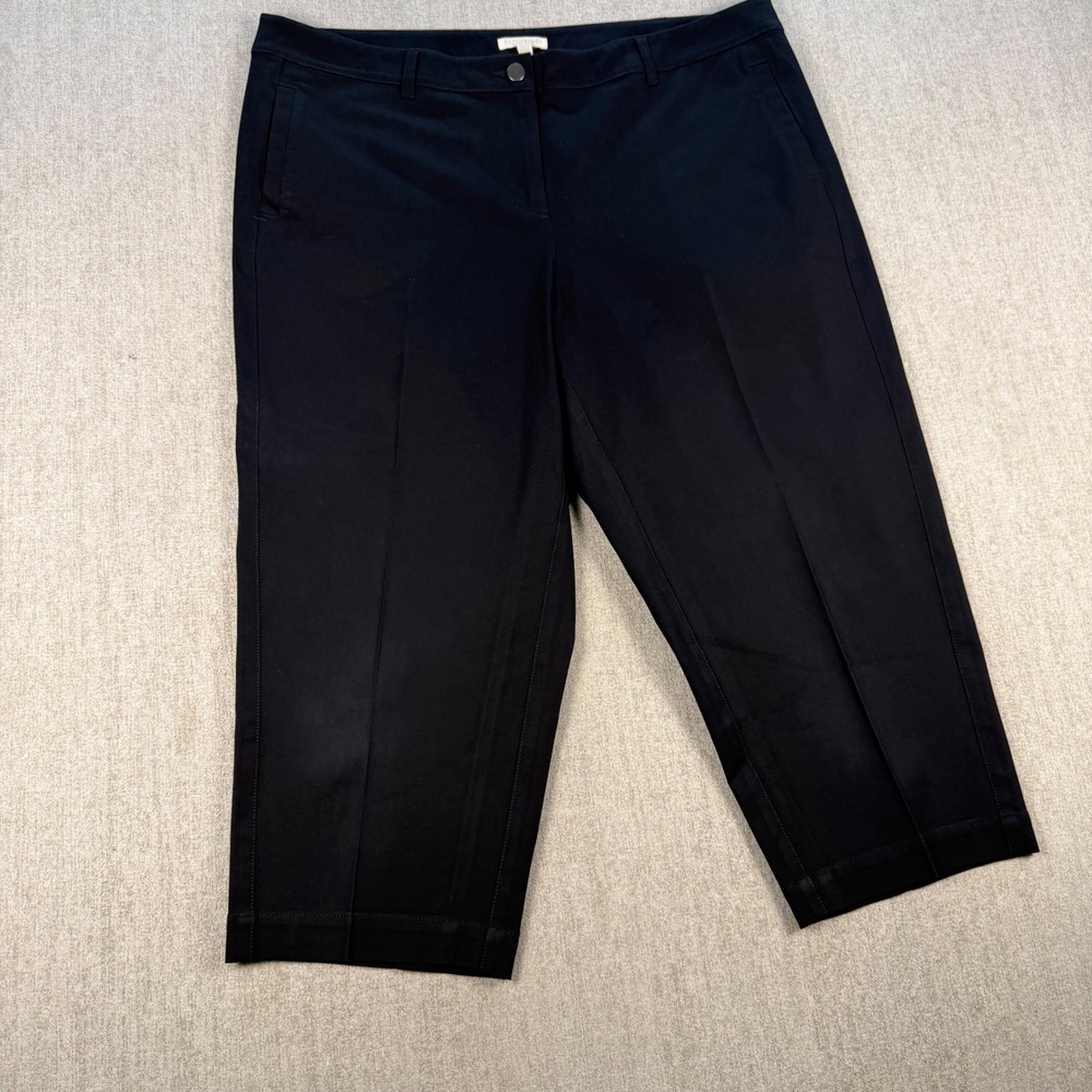 Eileen Fisher Cropped Pants Women 1X Black Organic Cotton Tencel Stretch